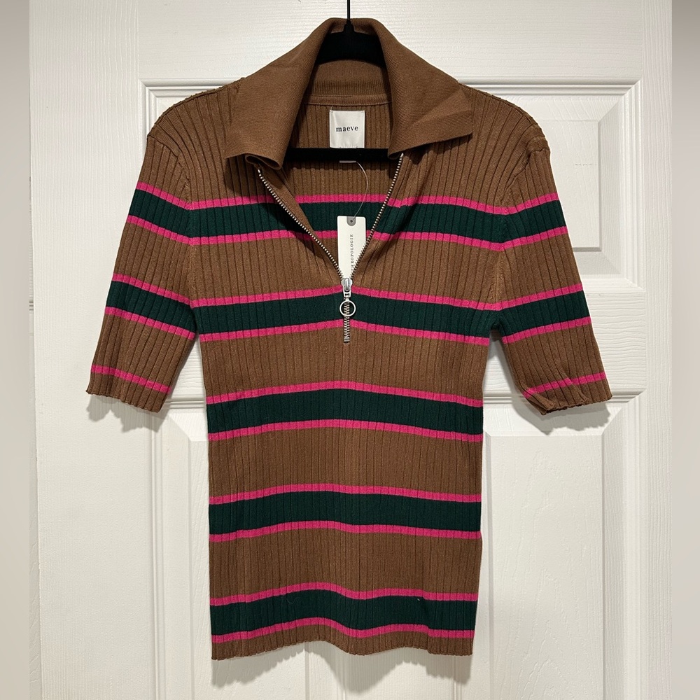 NWT Maeve short sleeve quarter zip polo sweater - Anthropologie- Size Small